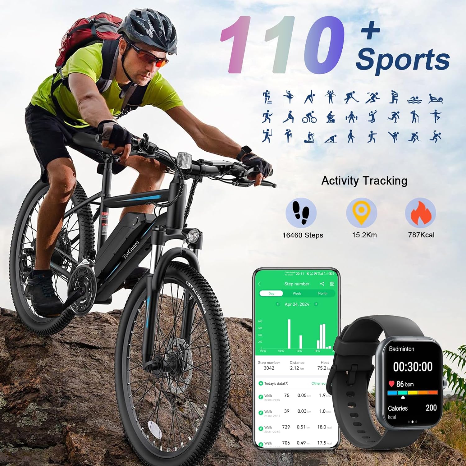 Smart Watch(Answer/Make Call), 1.96" Smartwatch for Men Women, 2025 New Fitness Watch with 110+ Sport Modes, Pedometer, Heart Rate/Sleep Monitor, IP68 Waterproof Activity Tracker for Android iOS - Image 5