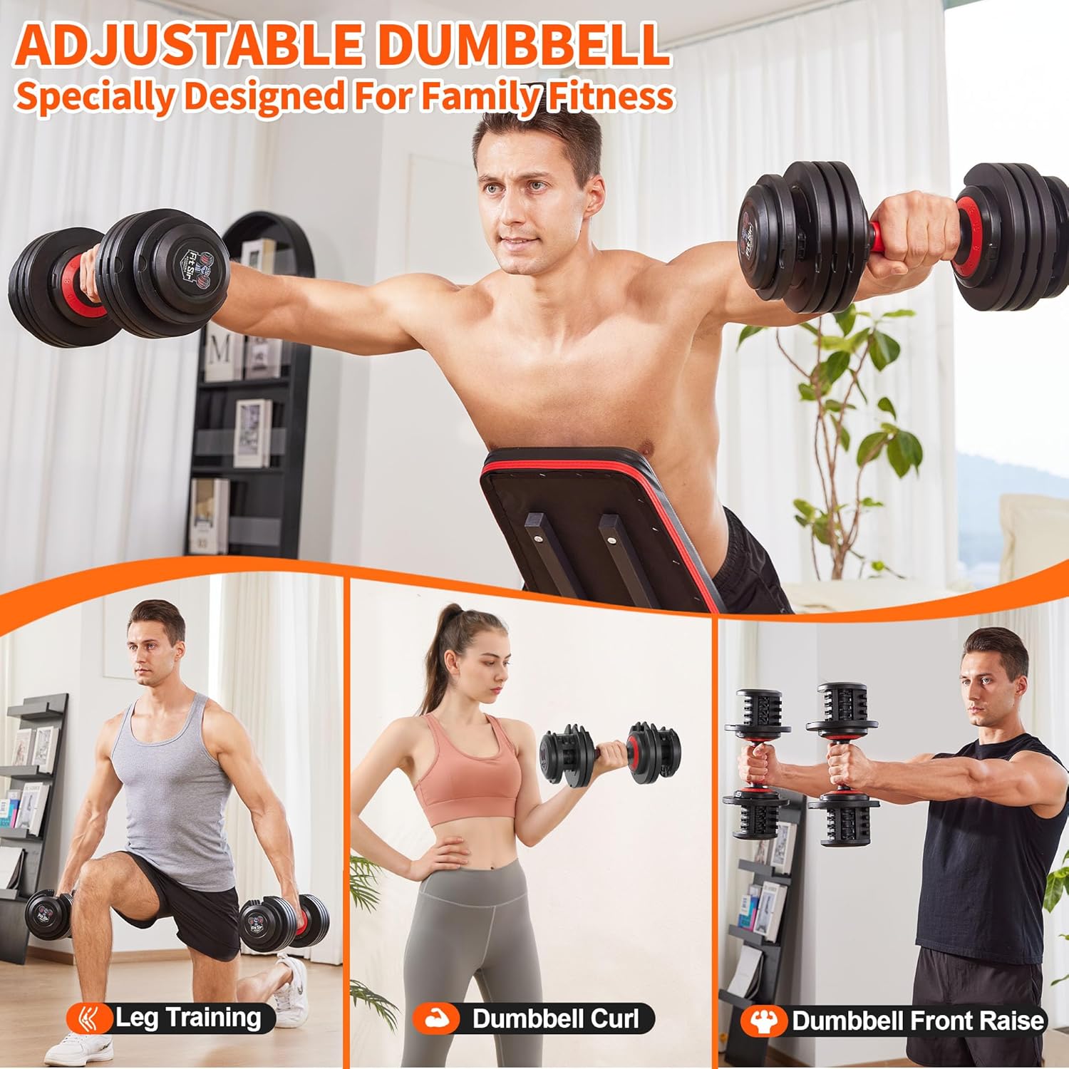 Adjustable Dumbbell Set 25/55/90LBS,10 in 1 Free Weights Dumbbell with Anti-Slip Texture Handle,1 Sec Speed Adjustment Men/Women Gym and Home Strength Training Equipment. - Image 4