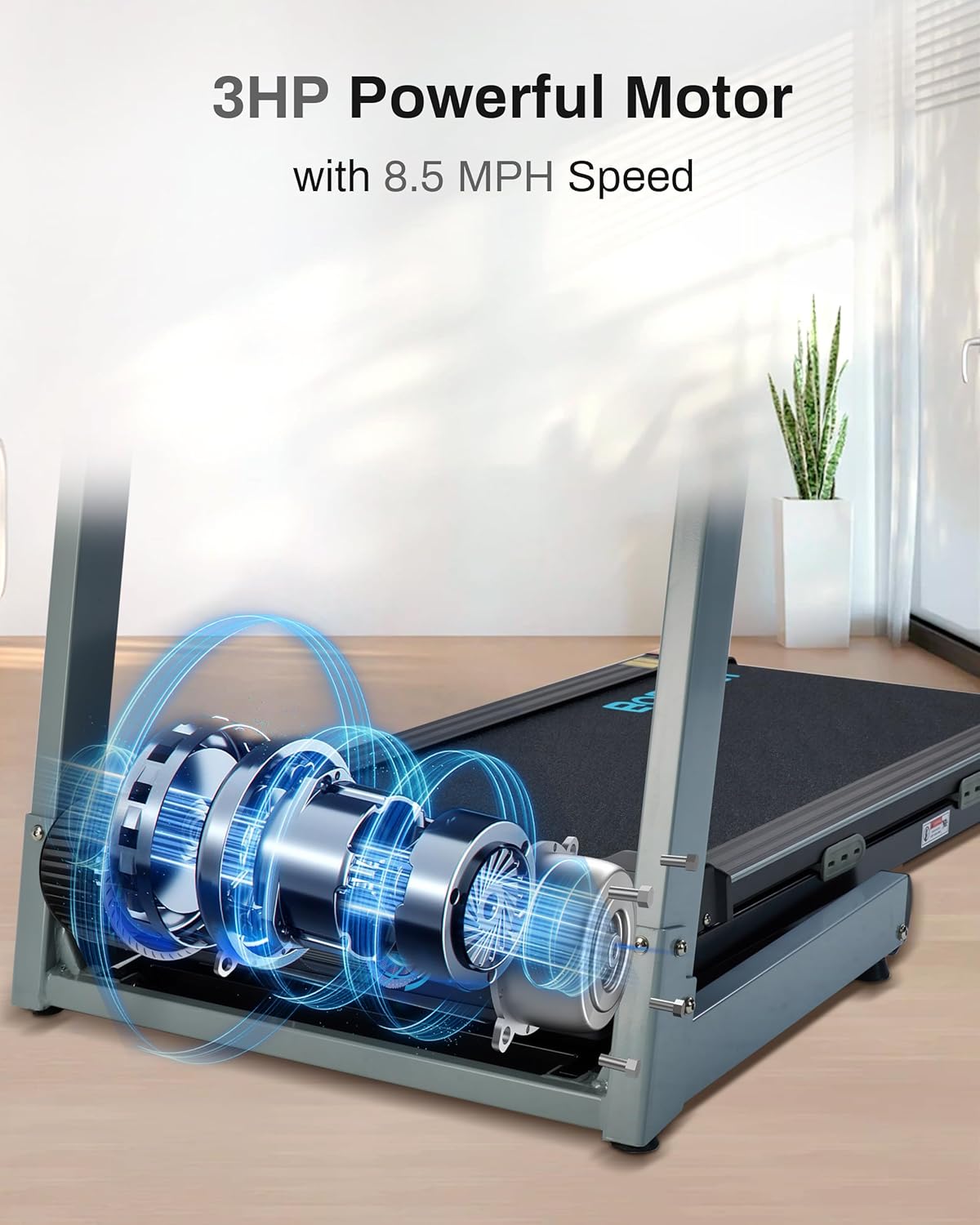 Auto Incline Treadmill with 300 LBS Capacity, 17.5" Wide 3 HP Folding Electric Treadmill Max 8.5 MPH Speed, Running Machine with Bluetooth Speaker & LCD Display for Home Use - Image 3