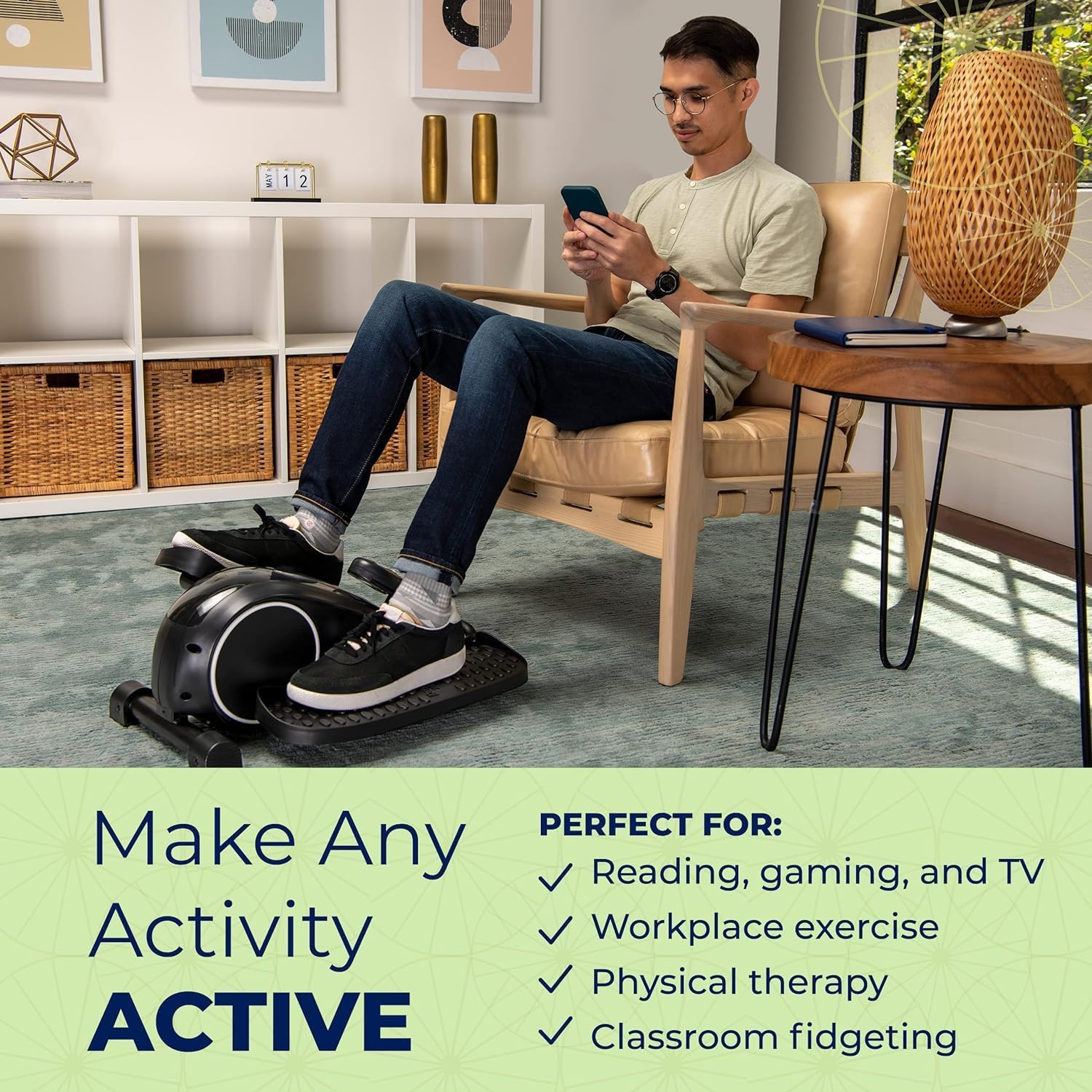 DeskCycle Ellipse Leg Exerciser - Under Desk Elliptical Machine and Foot Pedal Exerciser - Leg Exerciser While Sitting - Compact Under Desk Exercise Equipment - Image 7