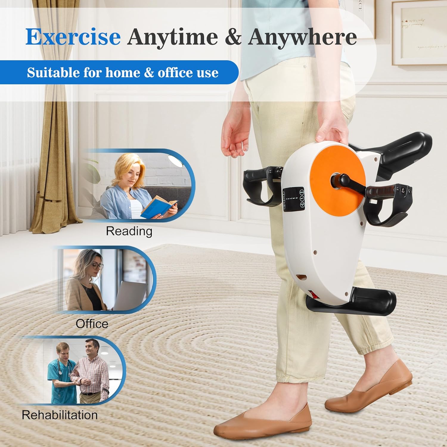 Electric Pedal Exercise Bike with Leg Support, Physical Therapy Exercise Pedal Exerciser Assist Leg, Knee, Foot, Arm Recovery Equipment for Home, Office Elderly - Image 5