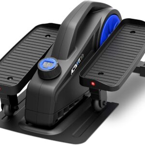 SereneLife Elliptical Under Desk Exercise Equipment, Compact Ergonomic Seated Elliptical, Work from Home Fitness, Mini Machines for Home Use, 8 Resistance Level, LCD Monitor, Resistance Band