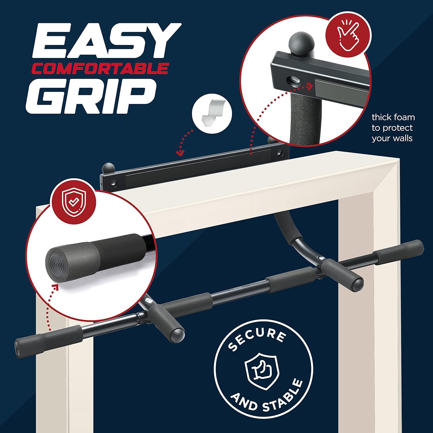 Sagler Pull up bar Doorway Heavy Duty Chin up bar Trainer for Home Gym Doorway Pull up bar or dip bar - Image 3