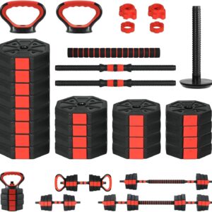 Adjustable Dumbbells, 44/66/88Lbs Free Weight Set with Connector, 4 In1 Weight Dumbbell Set Used As Kettlebells, Barbell, Push Up Stand, Fitness Exercise for Home Gym Suitable Men/Women