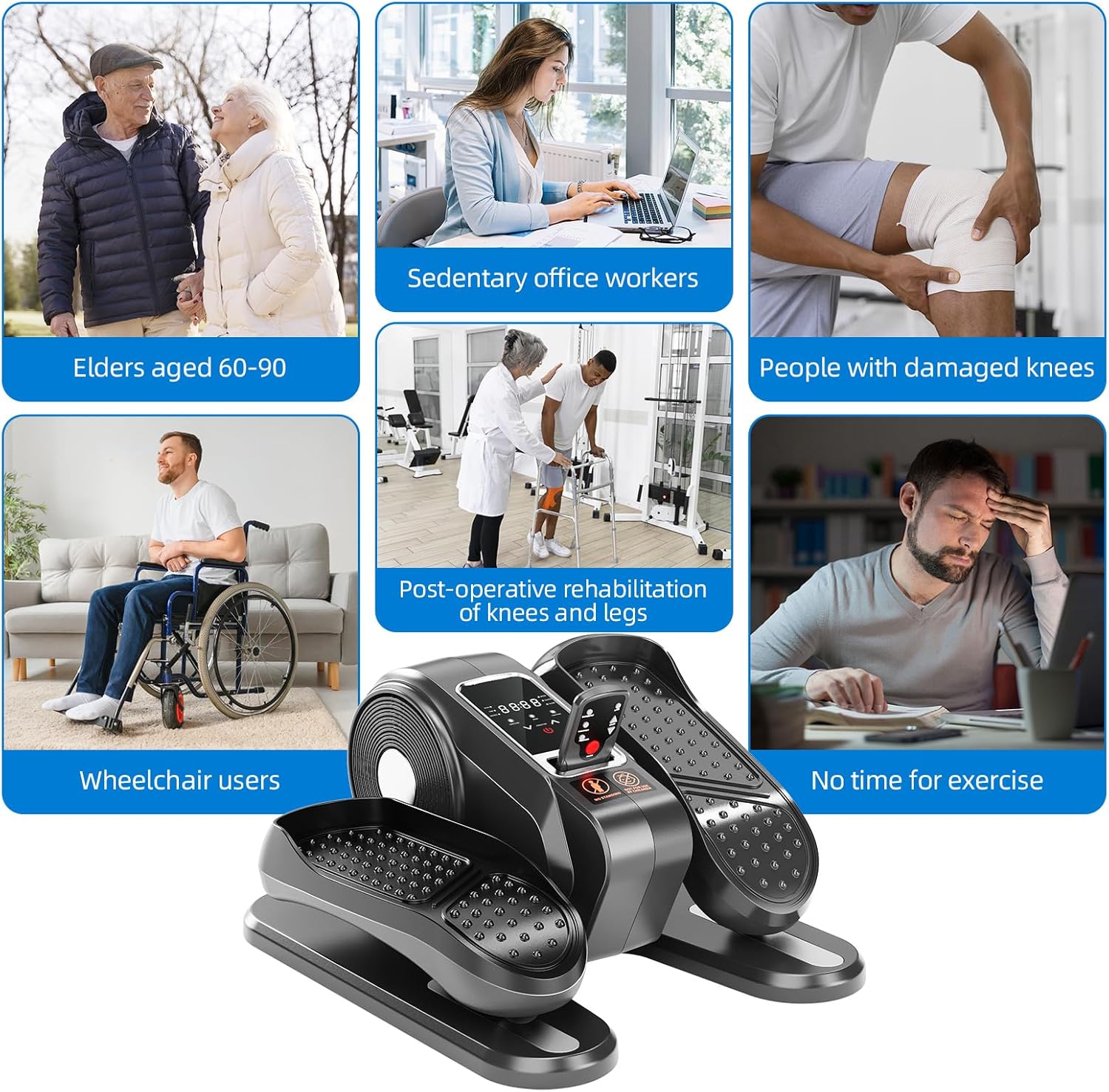 Under Desk Elliptical Exercise Machine with Remote & 12 Speeds, Electric Fitness Equipment While Sitting for Elderly Ellipse as seen on TV for Seniors Mini Office Home Workout Stepper - Image 9