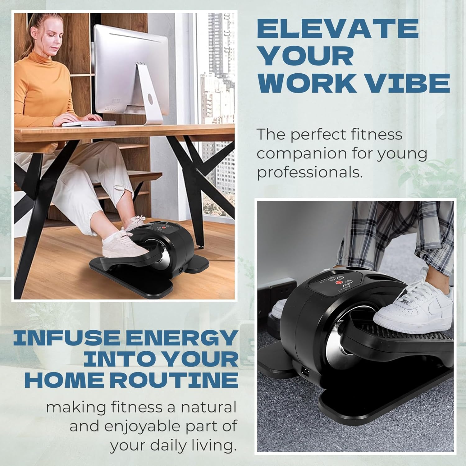 Under Desk Elliptical Machine/Portable Elliptical Ellipse Leg Exerciser for Seniors/Quiet Electric Foot Pedal Exerciser for Home with Remote Control - Image 2