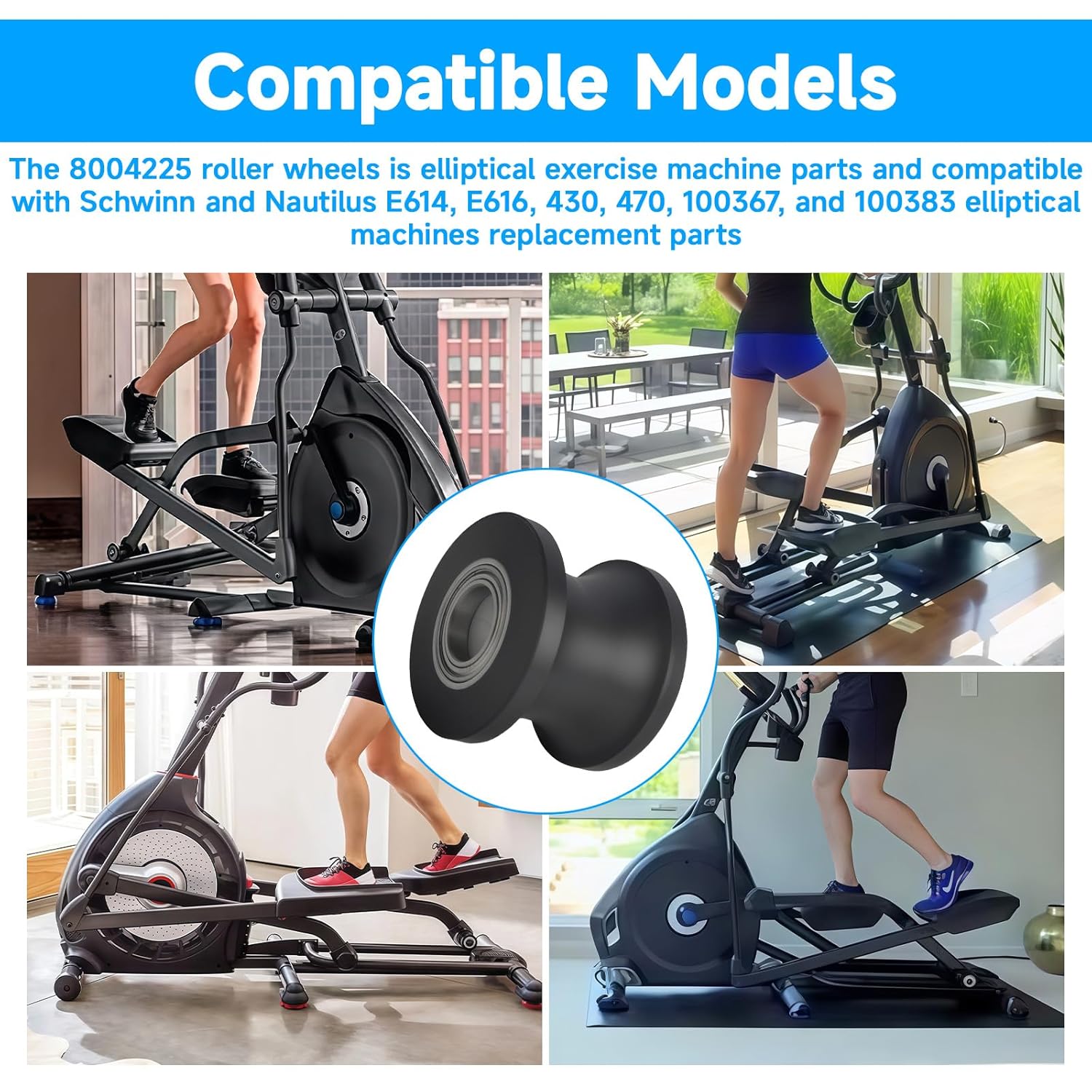 2set 8004225 U-Groove Guide Wheels Elliptical Machine Replacement Leg Roller Compatible with Schwinn E614, E616, 430, 470, 100367,100383 Elliptical Replacement Parts - Image 3