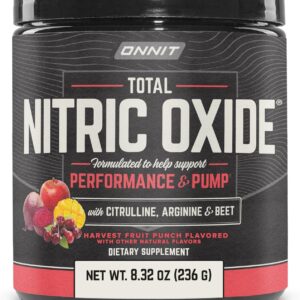 ONNIT Total Nitric Oxide Exercise Performance Powder, Harvest Fruit Punch Flavor, Caffeine-Free Dietary Supplement to Support Muscle Growth and Recovery with NO3-T Arginine Nitrate, 20 Servings