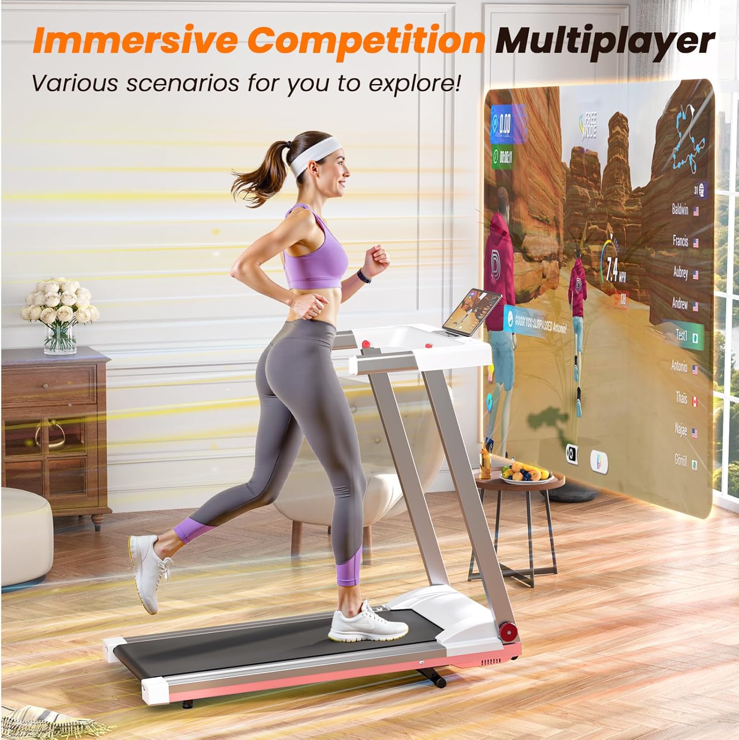 Treadmills for Home, 4-in-1 Foldable Treadmill with Incline, 300 LBS Capacity Running Treadmills for Home Small Spaces with Handles, 3.0 HP Folding Treadmill with Smart APP - Image 8