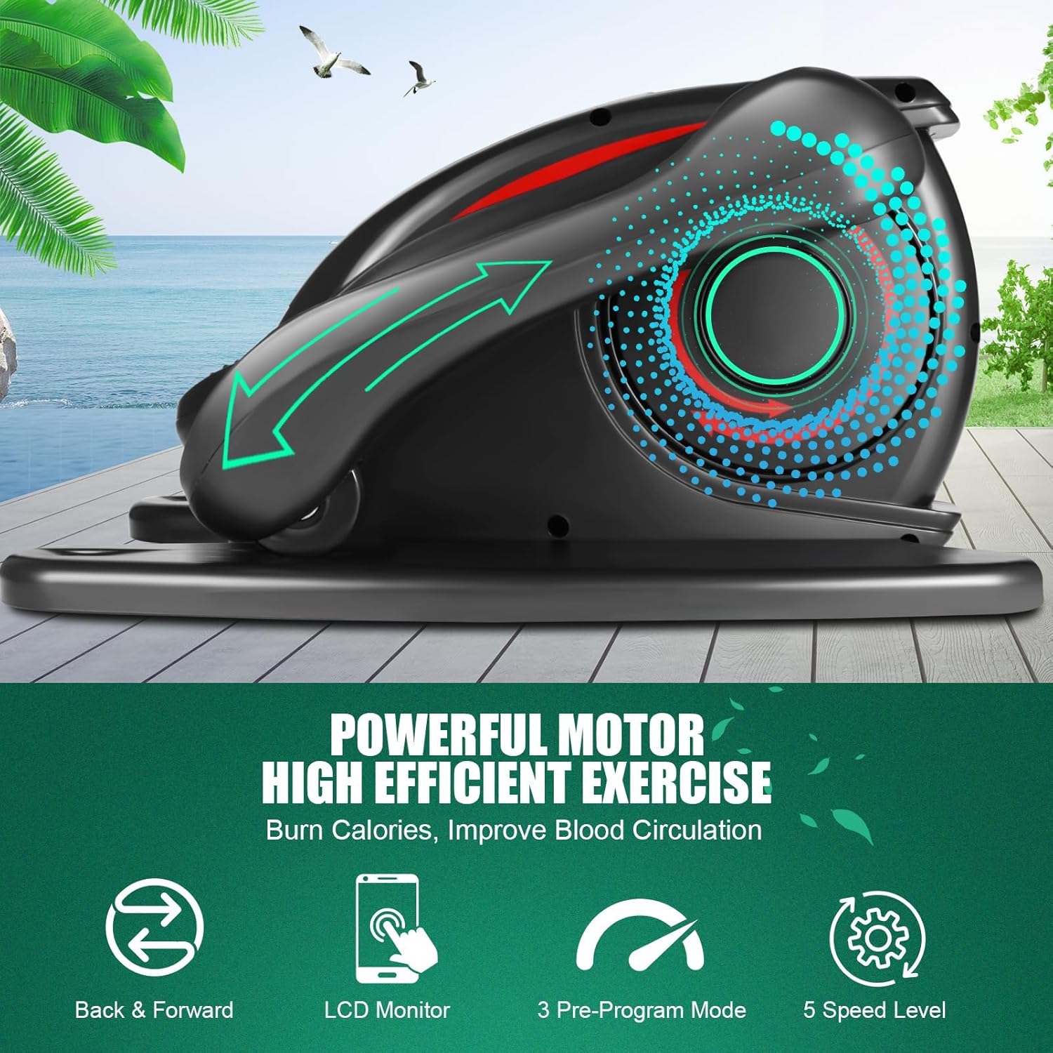 ANCHEER Under Desk Elliptical, Electric Ellipse Leg Exerciser While Sitting for Seniors Adults, Quiet Portable Motorized Seated Foot Pedal Exerciser with Remote Control for Home Office Use - Image 4