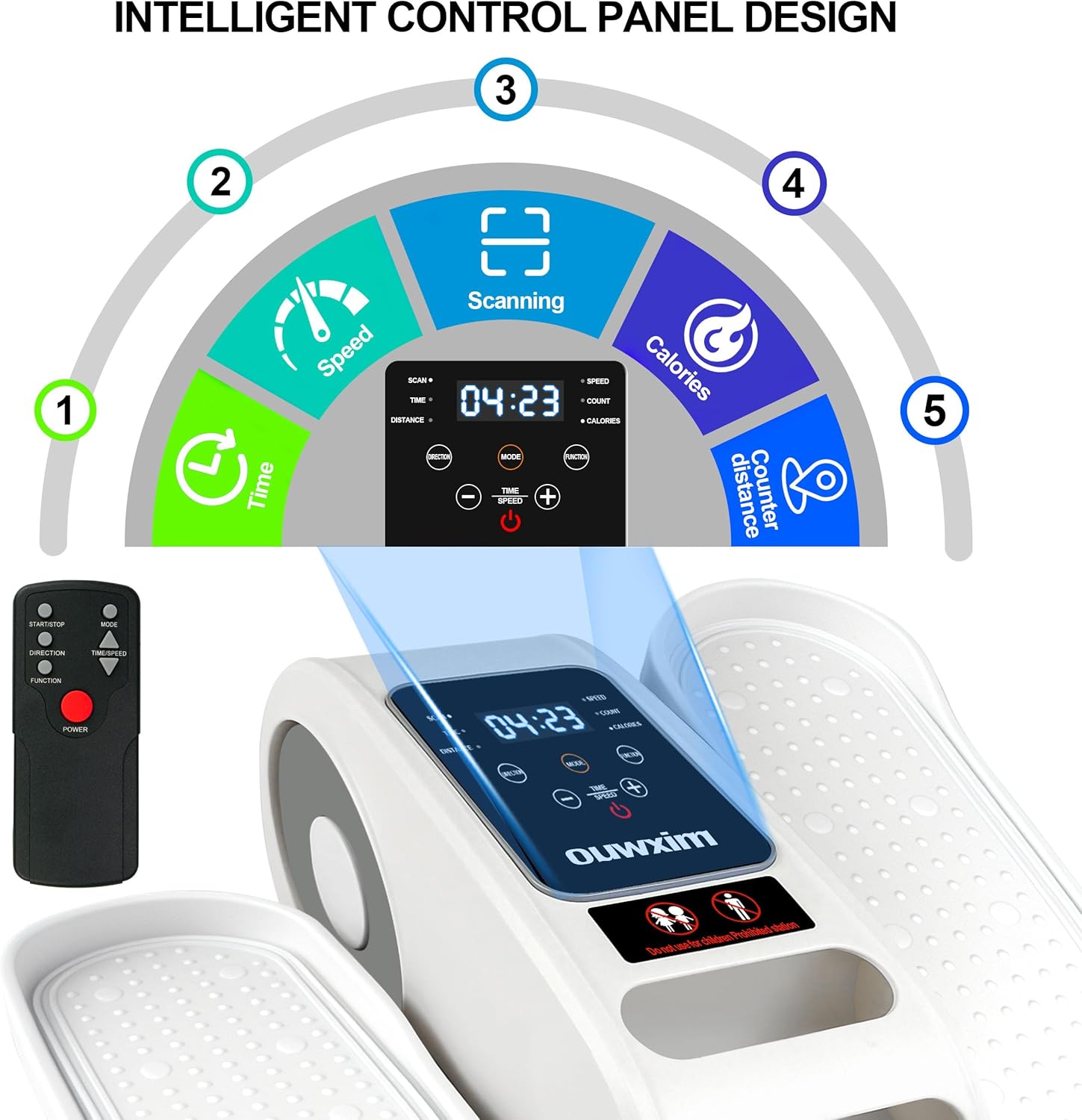Under Desk Elliptical Machine-Elliptical Machine for Seniors,Portable Silent Electric Home Leg Exerciser with Remote Control,12 Speeds & Mute Function,Manual & Auto Mode - Image 5