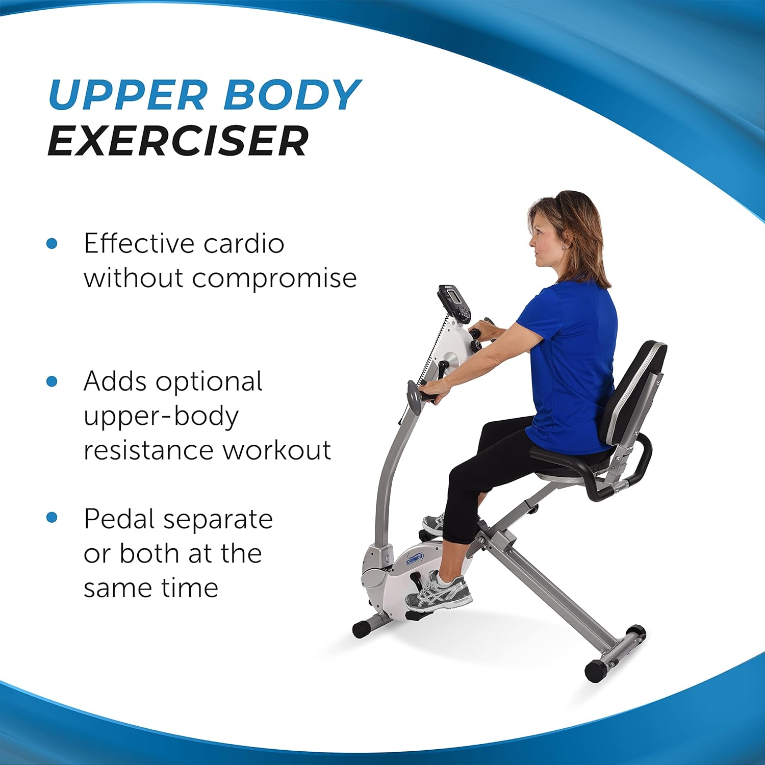 Stamina Recumbent Exercise Bike with Arm Workout - Fitness Bike with Smart Workout App - Recumbent Exercise Bike for Home Workout - Up to 250 lbs Weight Capacity - Image 5