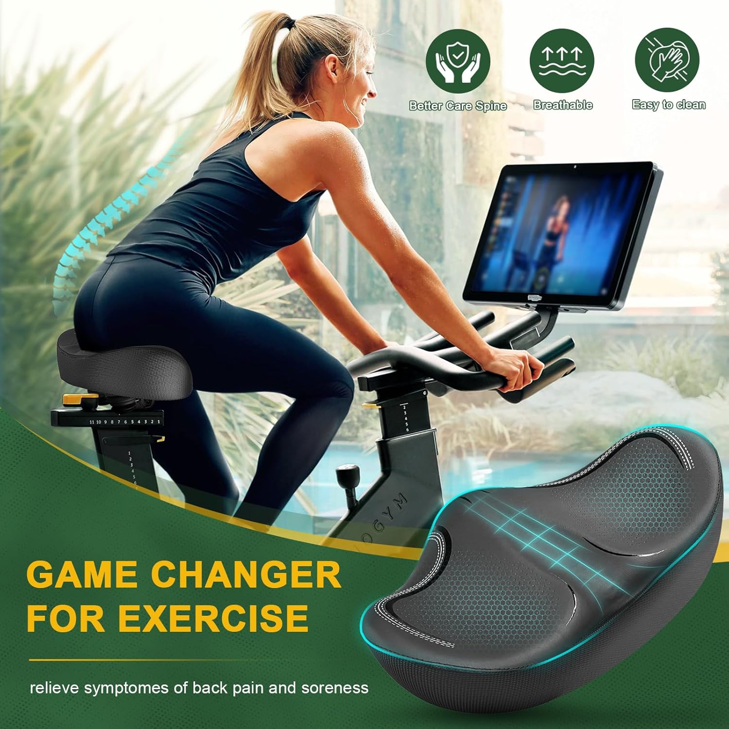 New Noseless Oversized Bike Seat, Extra Wide Comfort Pure Memory Foam Bicycle Seat Cushion, Compatible Saddle Replacement with Electric Bike, Exercise, Cruiser, Road Bike for Men & Women - Image 4