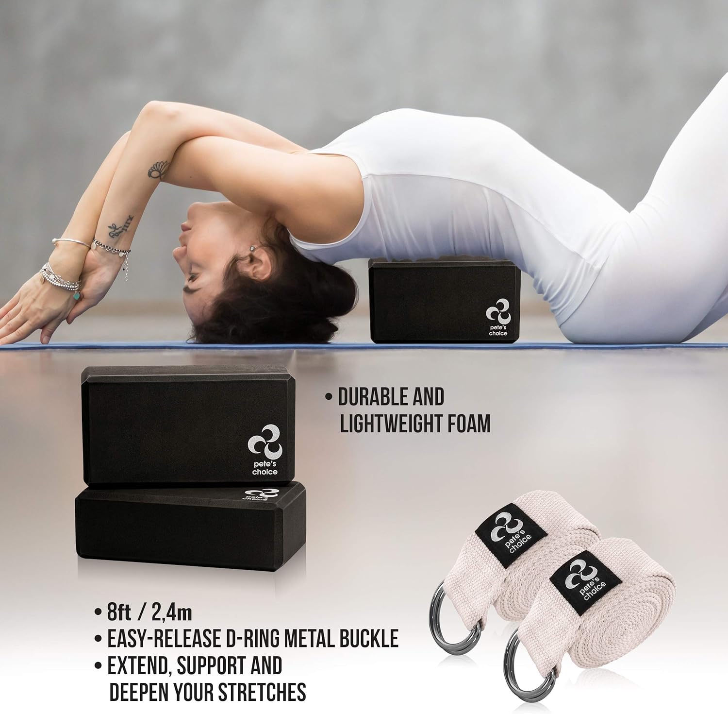2-PACK or 5-PACK Yoga Exercise Adjustable Straps 8Ft | BONUS eBook | with Durable D-Ring For Pilates & Gym Workouts | Hold Poses, Stretch, Improve Flexibility & Maintain Balance - Image 5
