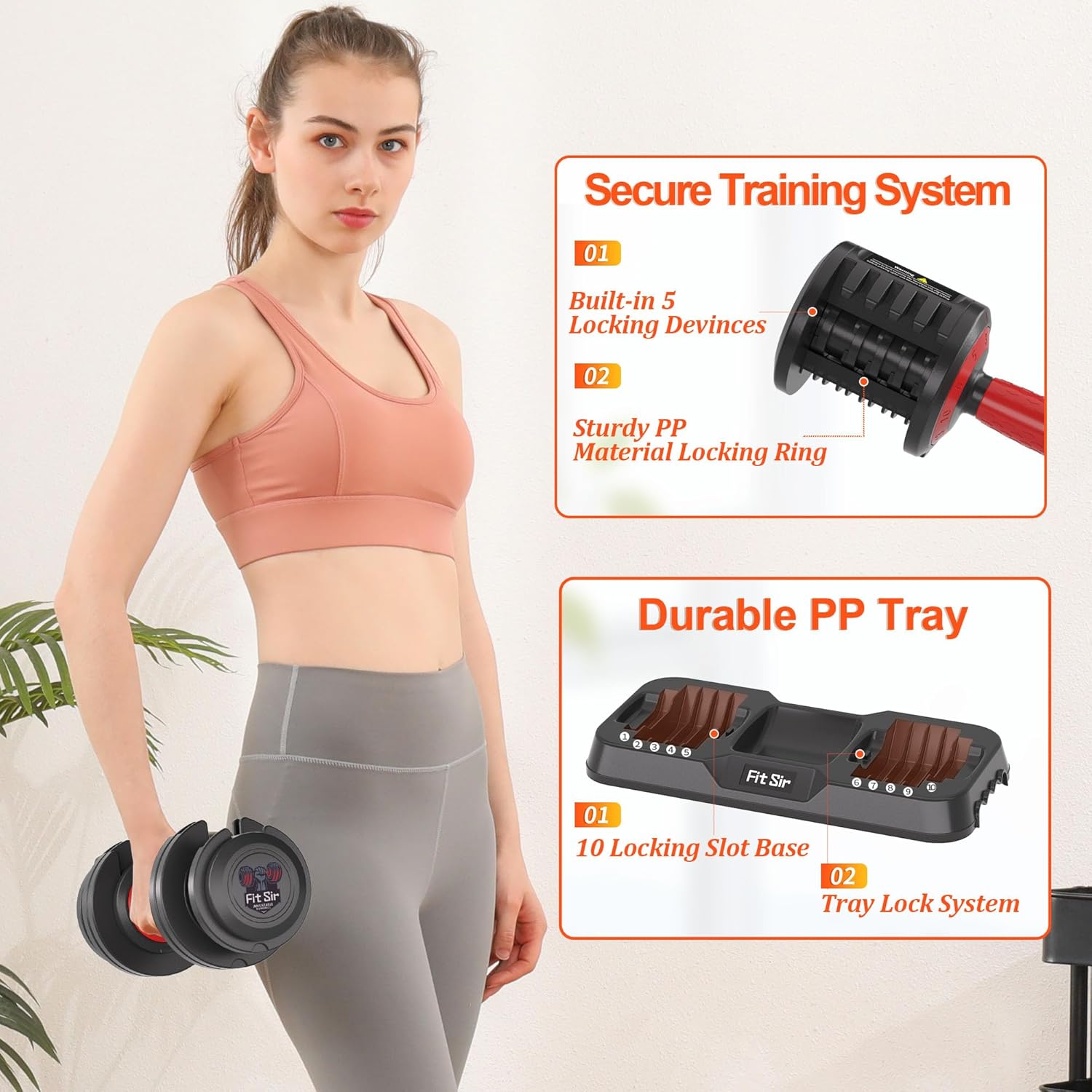 Adjustable Dumbbell Set 25/55/90LBS,10 in 1 Free Weights Dumbbell with Anti-Slip Texture Handle,1 Sec Speed Adjustment Men/Women Gym and Home Strength Training Equipment. - Image 3