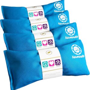 Lavender Eye Pillows – Yoga Eye Pillows Namaste Hot Cold Aromatherapy for Stress, Meditation, Spa, Relaxation Gifts – Made in USA Set of 4 – Turquoise Cotton