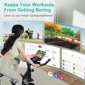 Exercise Bike, Indoor Cycling Bike with 32 Levels of Adjustable Magnetic Stationary Bike, Cycle Bike with 300lbs Weight Capacity, Workout Bike with PitPat App & Comfortable Seat Cushion