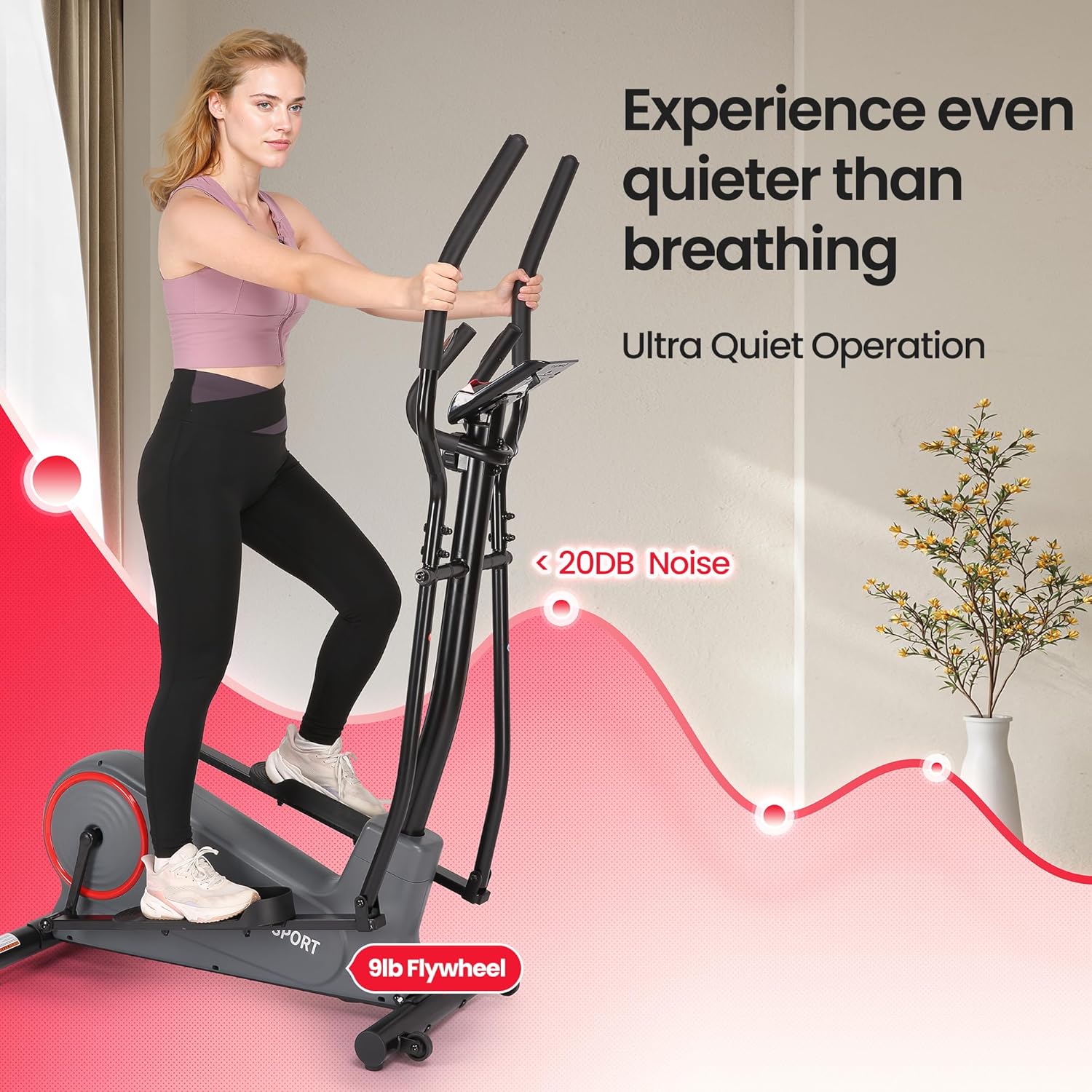 Elliptical Exercise Machine Elliptical Machine for Home with 8 Levels Adjustable Resistance LCD Monitor Pulse Monitor 13IN Stride 300 LBS Weight Capacity Hyper-Quiet Fitness - Image 5