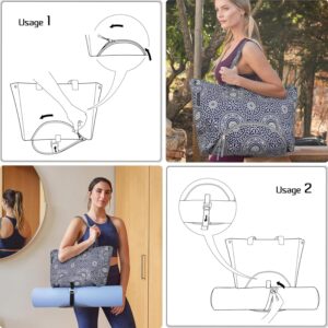 Yoga Bags for Women with Large Pocket Pilates Tote Bag for Gym Beach Workout – Fits Water Bottles and All Size Mats