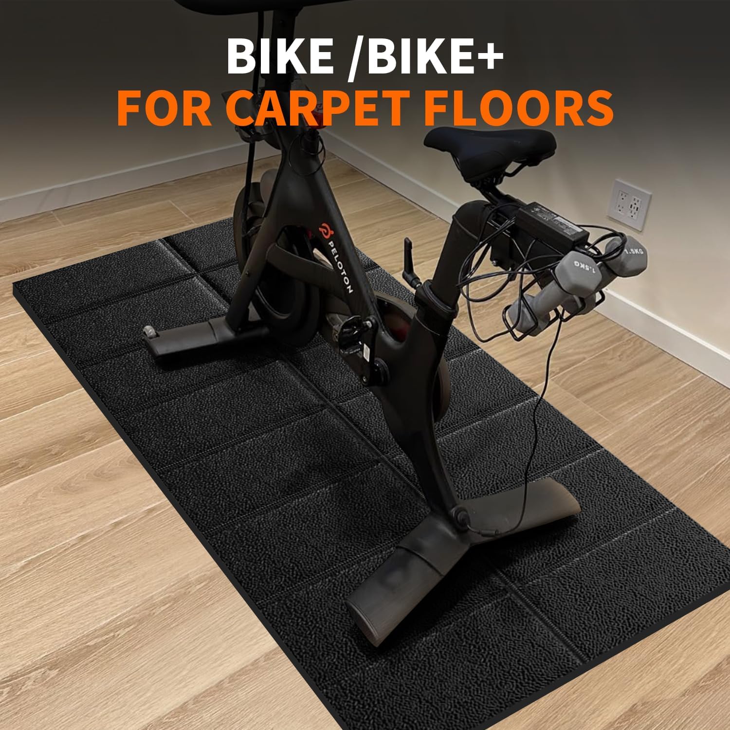 Mat for Exercise Bike Treadmill Walking Pad on Carpet 63x30,Compatible with Peloton, 1/4" Indoor Bike Trainer Mat for Hardwood Floors, Spin Stationary Bike, Equipment Stability, Noise Shock Absorption - Image 3