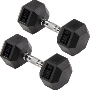 Signature Fitness Premium Rubber Encased Hex Dumbbell