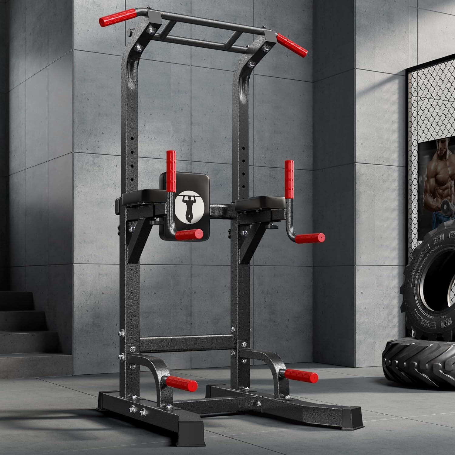 SogesHome Adjustable Pull Up Bar & Dip Station, Heavy Duty 500LB Capacity Multifunctional Home Gym Fitness Equipment for Strength Training, Push Up Stand for Arm, Back, Core & Full Body Workout - Image 8