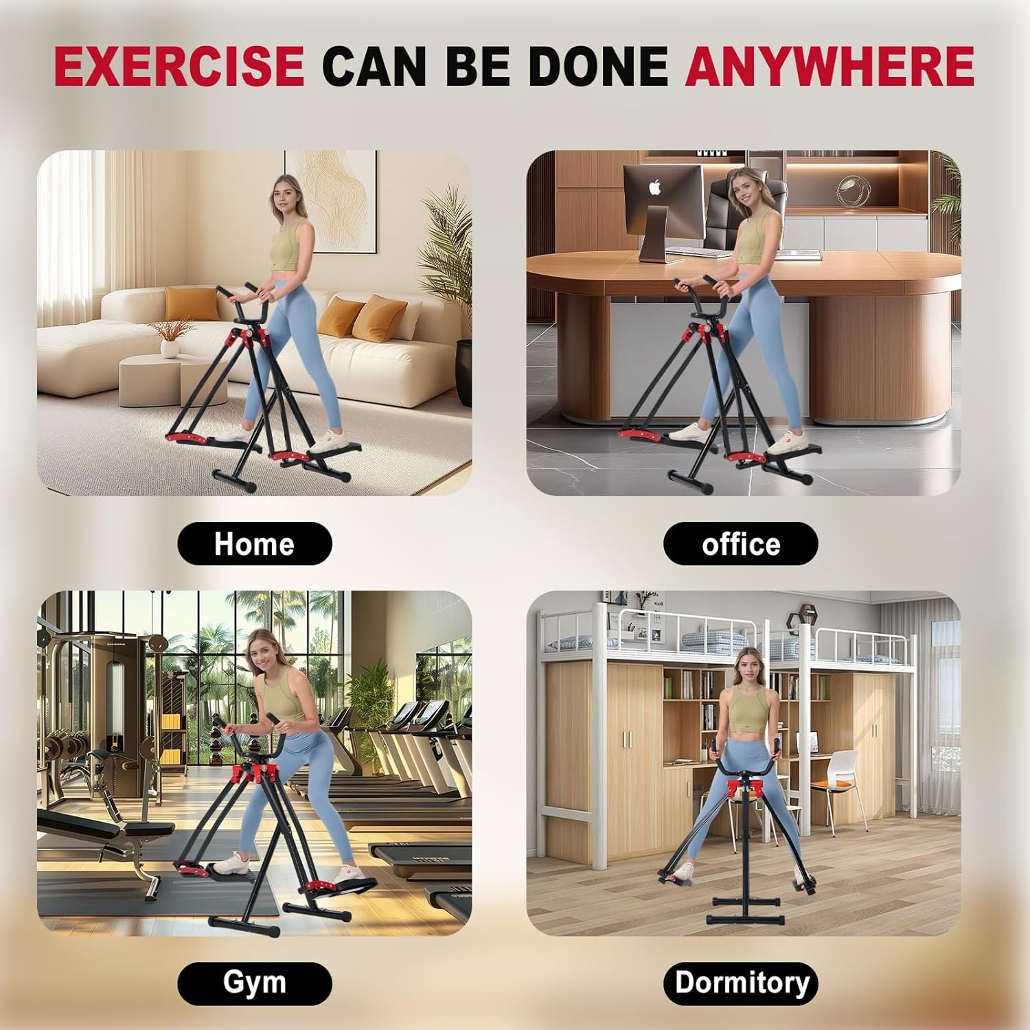 Space Walker Exercise Machine - Air Walker Elliptical Trainer for Home Use, Full Body Workout Equipment with LCD Display, Adjustable Resistance & Foldable Design for Cardio, Legs, Glutes Training - Image 8