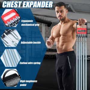 Spring Chest Expander, Tummy Trimmer Hand Gripper 3 in 1 Pull-up Bars Exerciser With 5 Metal Springs, Arm Strength Trainer
