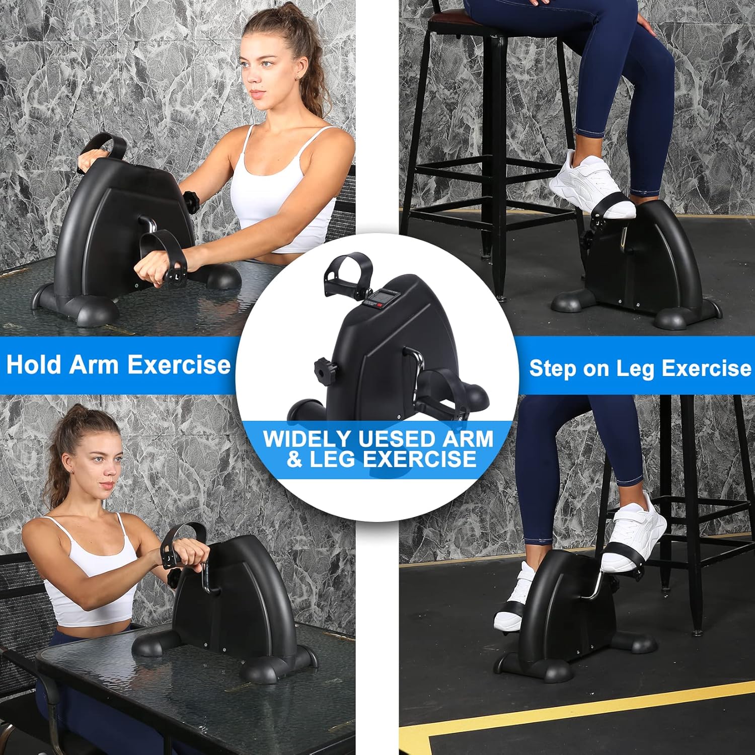 YSSOA Pedal Exercise Bike, Under Desk Bike Pedal Exerciser, Portable Mini Exercise Bike for Arms and Legs Workout, Resistance Adjustable, Lightweight Size for Saving Space - Image 2