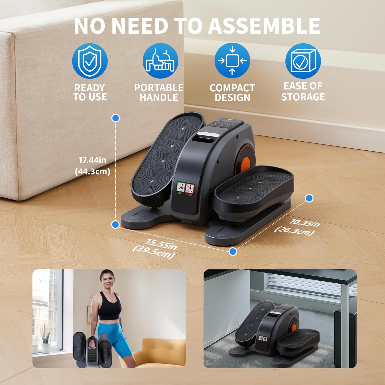 Under Desk Elliptical Machine, Seated Elliptical Leg Exerciser As Seen on TV, Portable Electric Pedal Exerciser for Seniors While Sitting with Remote Control, 10 Adjustable Speeds - Image 8