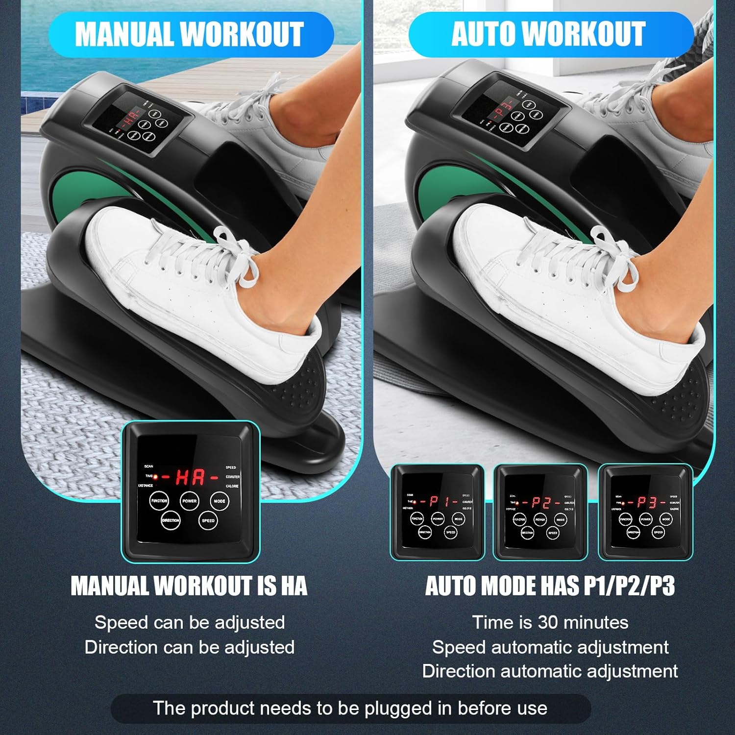 ANCHEER Under Desk Elliptical Machine - Quiet Pedal Exerciser for Seniors, Office & Home, Low-Impact Seated Leg Workout Equipment, Smart LCD Display, Remote Control - Image 5