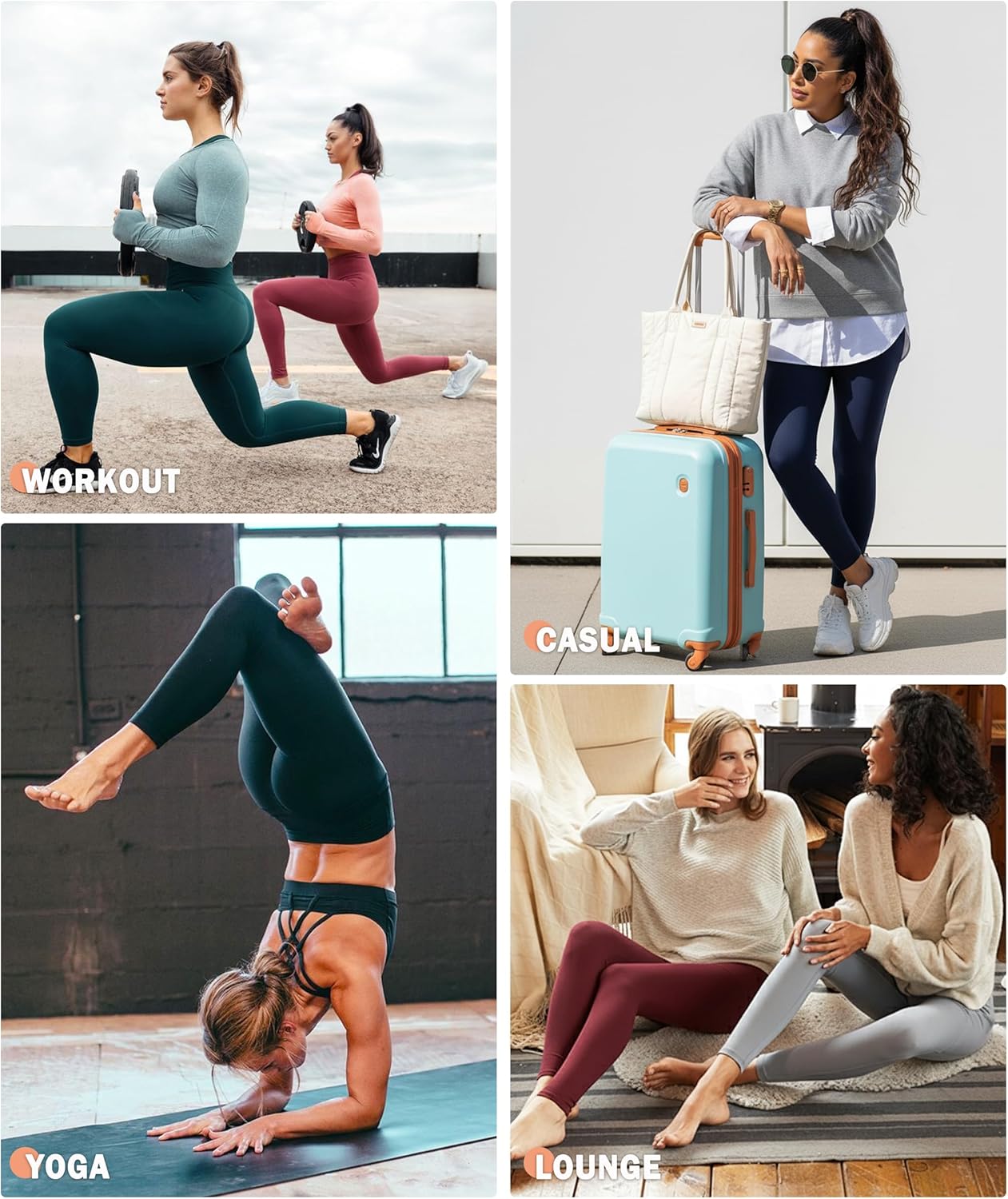 NEW YOUNG 3 Pack Leggings with Pockets for Women,High Waisted Tummy Control Workout Yoga Pants - Image 3