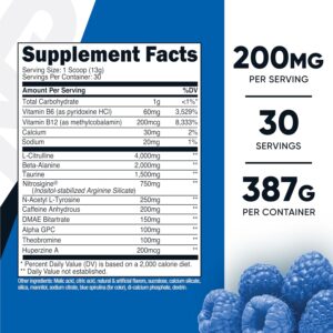 Nutricost Pre-Workout Complex Powder (30 Servings, Blue Raspberry) – Pre-Workout Supplement with Beta-Alanine, Taurine & Amino Acids