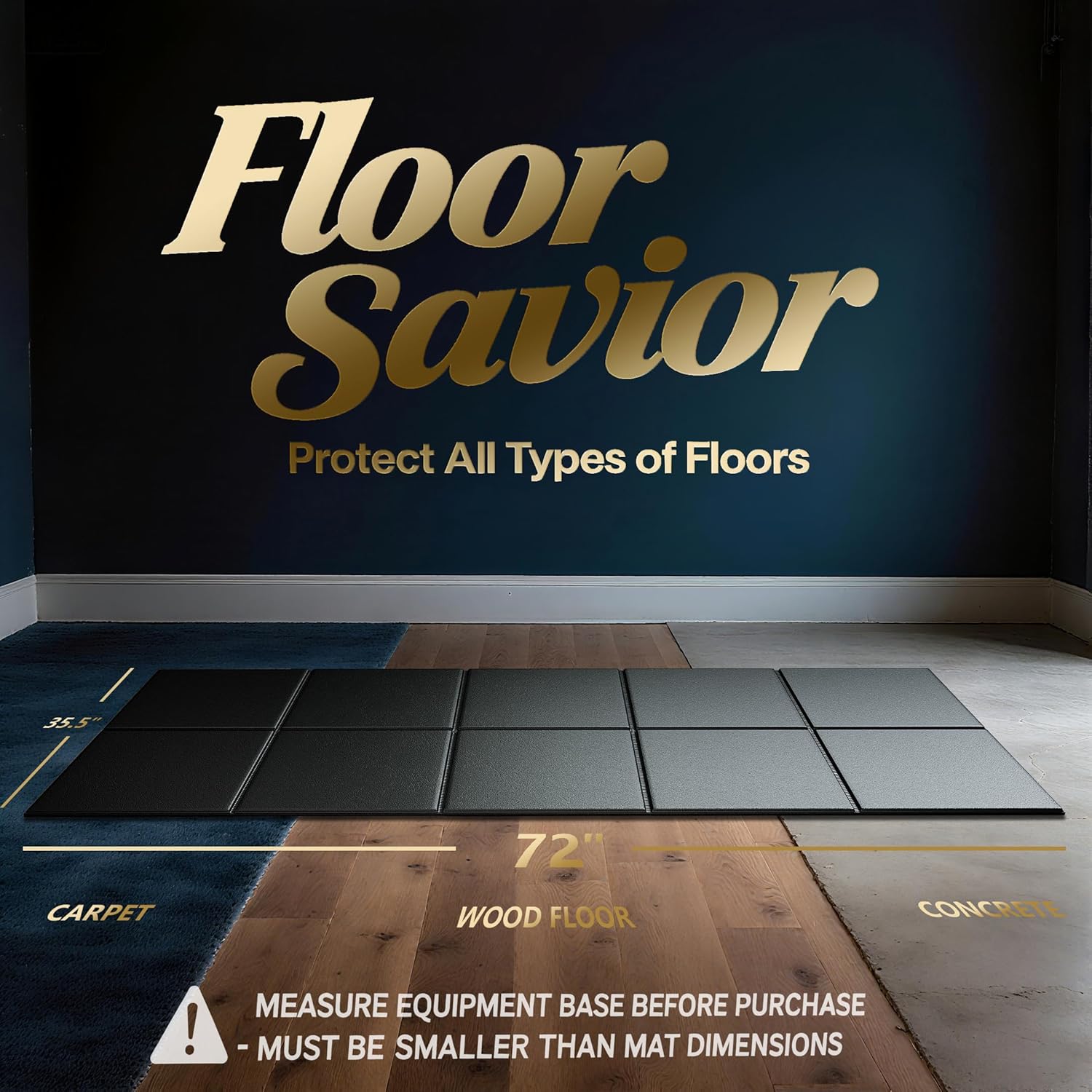 Foldable Treadmill Walking Pad Mat for Carpet Floors,72" x 35.5" 6mm Thick Treadmill Mat for Hardwood Floor,Indoor Exercise Stationary Bike,Elipitial, Gym Equipment, Noise Shock Absorption - Image 3