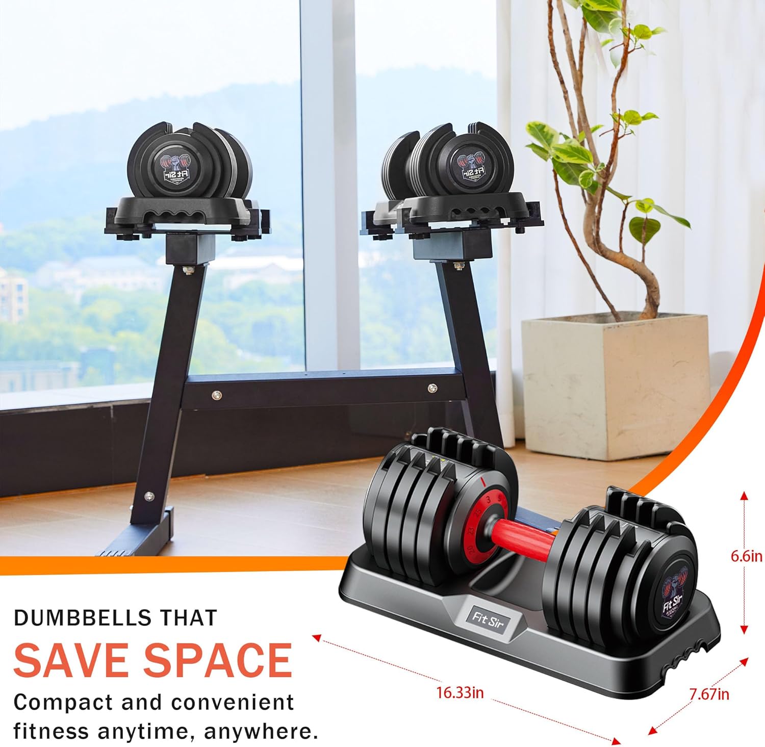 Adjustable Dumbbell Set 25/55/90LBS,10 in 1 Free Weights Dumbbell with Anti-Slip Texture Handle,1 Sec Speed Adjustment Men/Women Gym and Home Strength Training Equipment. - Image 5
