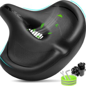 Oversized Bike Seat for Men & Women Comfort, Extra Wide Bicycle Seat Cushion, Comfortable Soft Padded, Large Replacement Saddle for Peloton, Stationary Exercise Bike, Cruiser, City Bike, Ebike