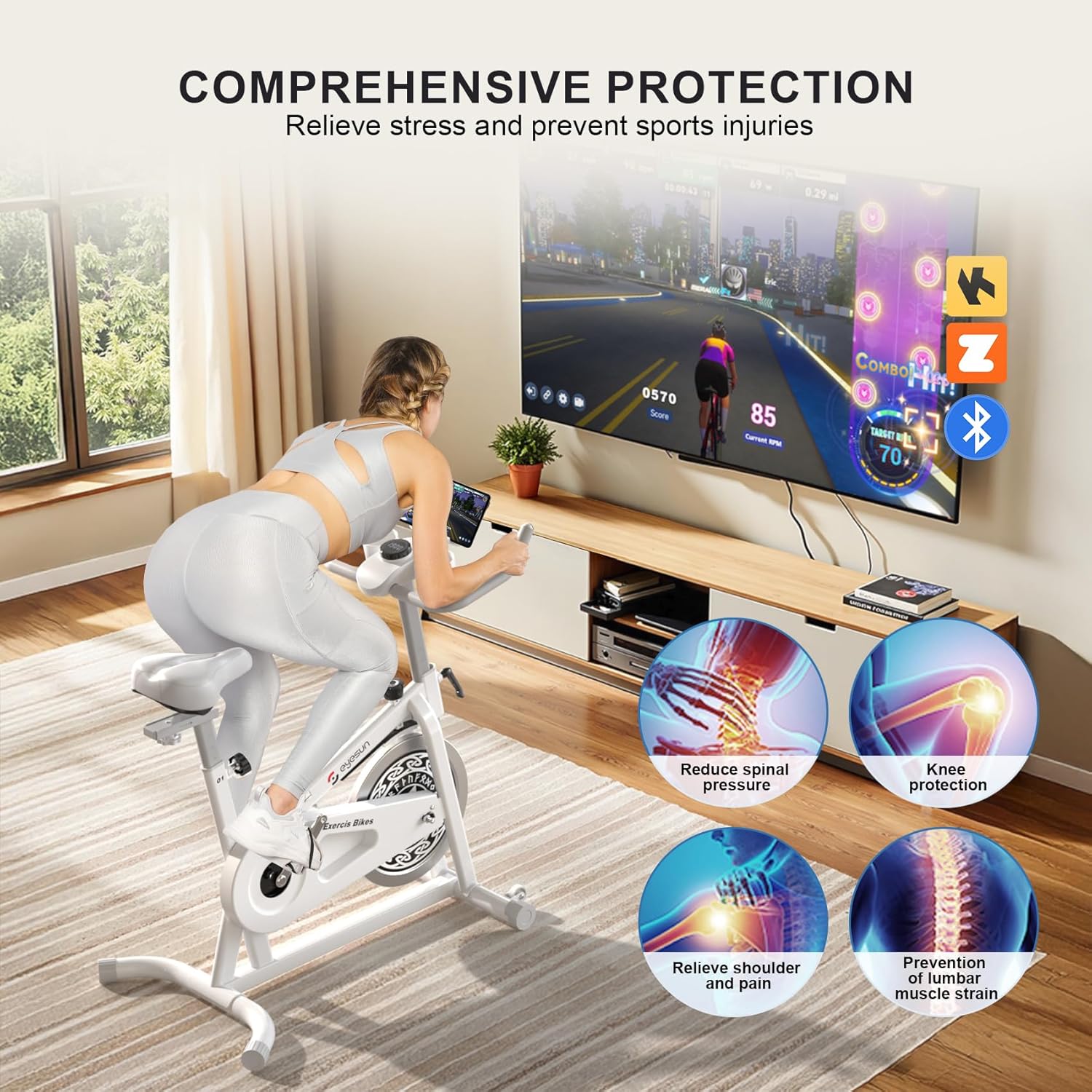 Exercise Bikes for Home,Indoor Cycling Bike with Adjustable Friction,Brake Pad Resistance Silent Belt Drive,330lbs Weight Capacity &Upgraded Version Seat for Home Cardio&Weight Loss - Image 3
