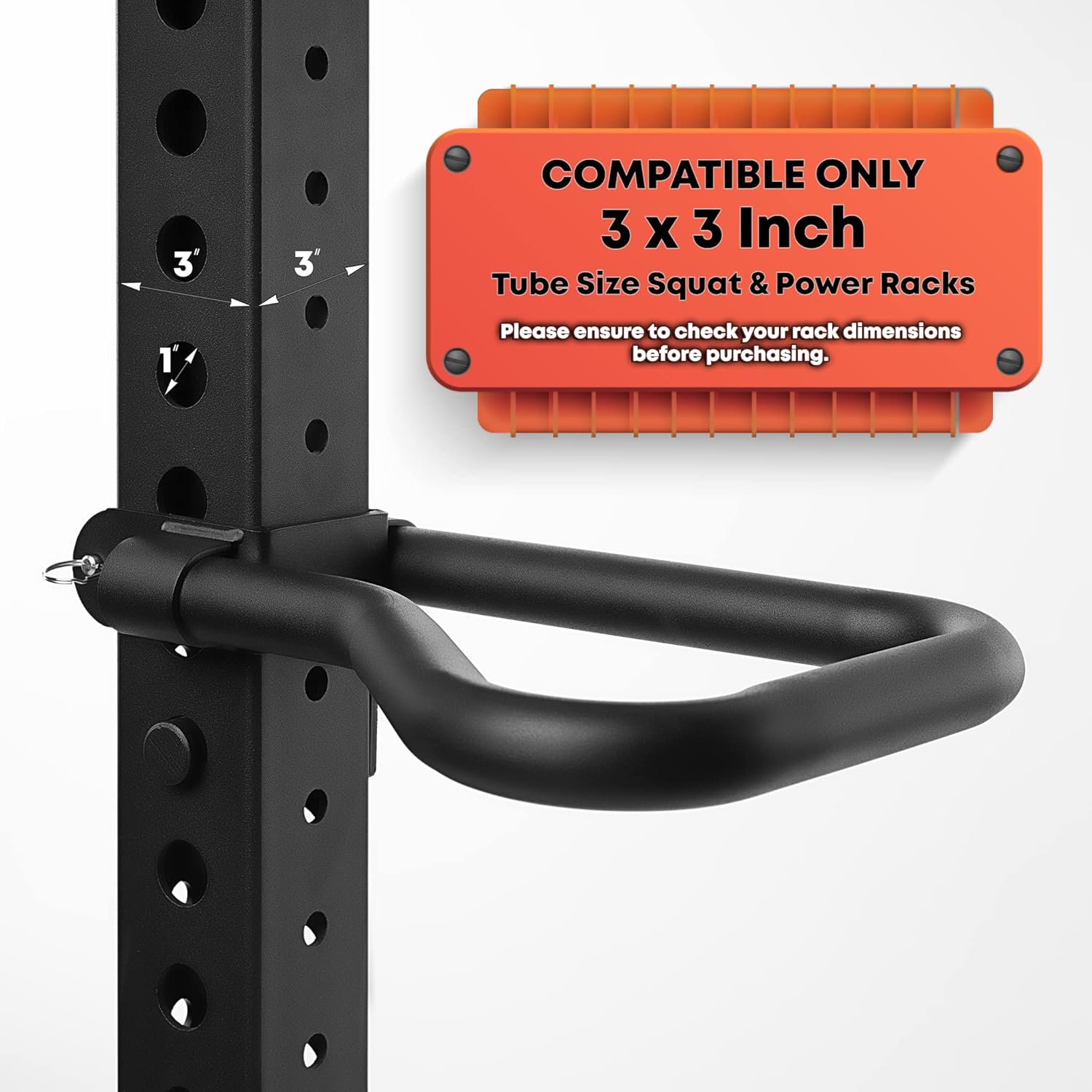 AmStaff Fitness Dip Bar Attachment for Squat & Power Rack – Compatible for 2x2" - 2.5x2.5" - 3x3" Inches Tube with 1-Inch Hole Racks – (Pair) - Image 3