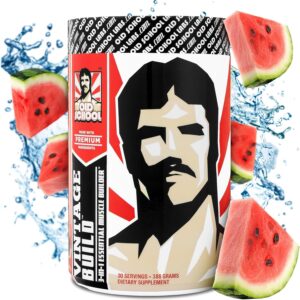 Vintage Build – Post Workout Recovery & Muscle Building Powder Drink for Muscular Strength & Growth – Reduces Soreness – Creatine Monohydrate, BCAAs, L-Glutamine – Juicy Watermelon Flavor – 388g