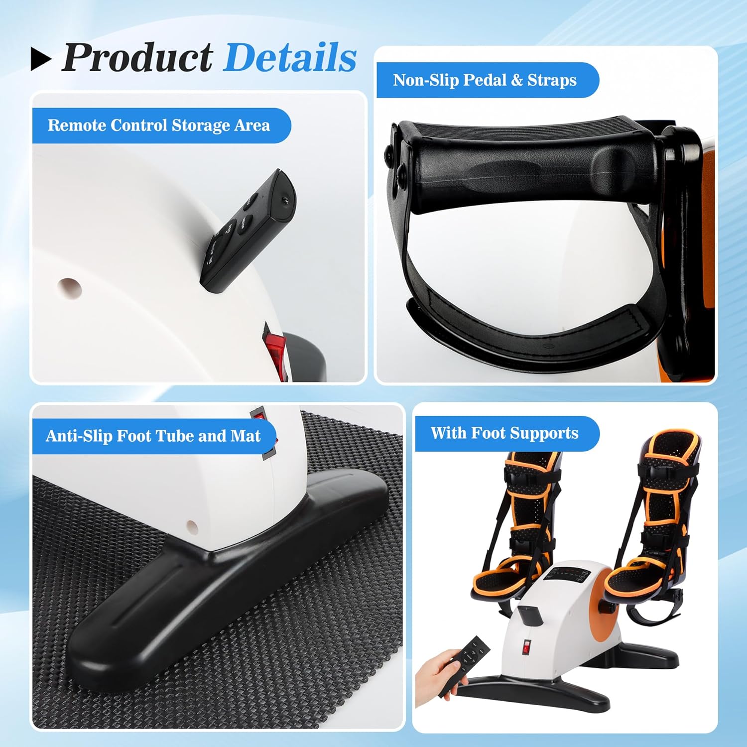 Electric Pedal Exercise Bike with Leg Support, Physical Therapy Exercise Pedal Exerciser Assist Leg, Knee, Foot, Arm Recovery Equipment for Home, Office Elderly - Image 6