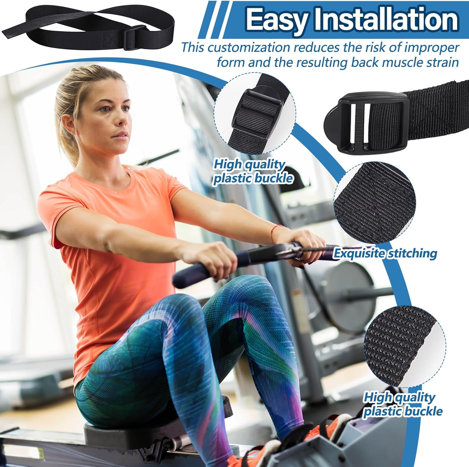 Rowing Machine Adjustable Foot Straps Compatible With Concept 2 Rower Fitness, 4 Pack Replacement Reusable Straps - Image 5