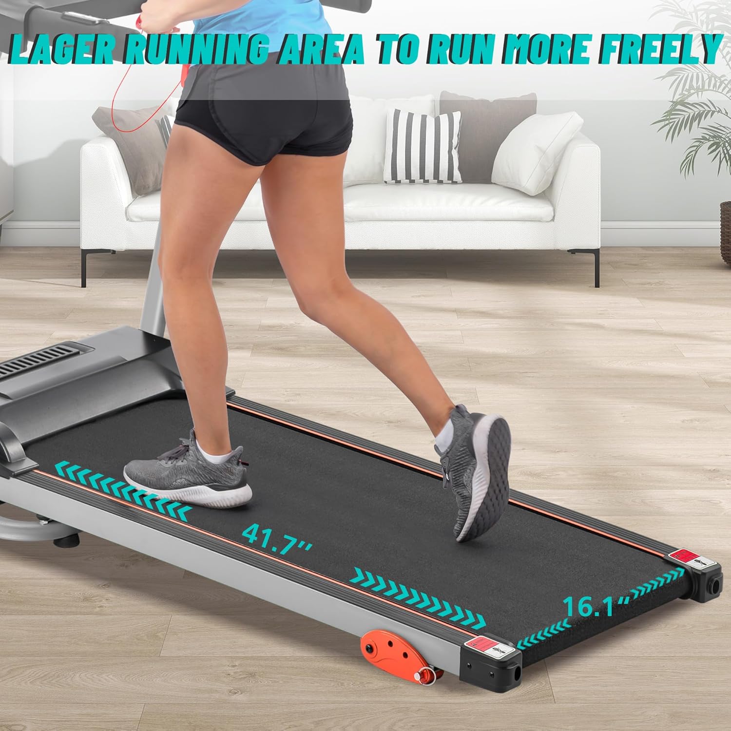 Merax Incline Treadmill with Handle, 3-in-1 Portable Treadmills for Home and Office, Foldable Treadmills with 300 Lbs Weight Capacity, 3.0HP Quiet Walking Treadmill, Quick Speed Button - Image 7