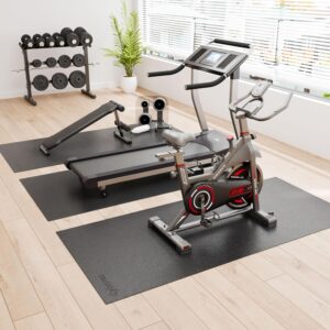 Treadmill Mat, Bike Trainer Mat for Stationary Spin Bike, 96″ x 48″ Non Slip Exercise Equipment Mat for Bike, Treadmill, Elliptical, Yoga – Workout Floor Protector for Carpet Or Hardwood