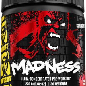 Mutant Madness | Pre Workout Powder Performance and Pump Blend Includes L-Citrulline, Beta-Alanine, Taurine, L-Tyrosine | 270G (9.52 OZ) 30 Serving | Fruit Punch