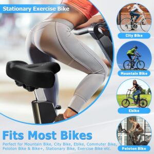 Oversized Bike Seat for Men & Women Comfort, Extra Wide Bicycle Seat Cushion, Comfortable Soft Padded, Large Replacement Saddle for Peloton, Stationary Exercise Bike, Cruiser, City Bike, Ebike