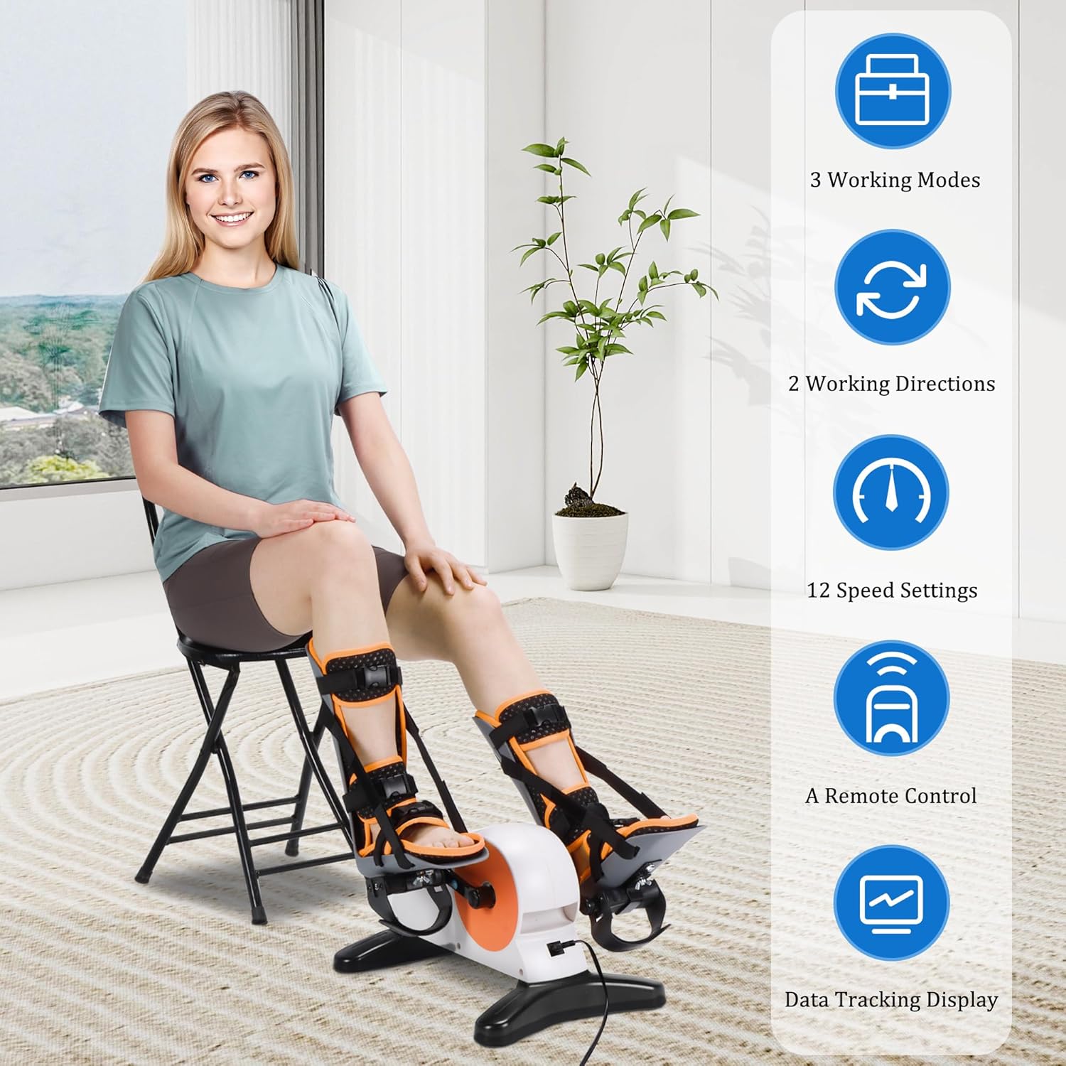Electric Pedal Exercise Bike with Leg Support, Physical Therapy Exercise Pedal Exerciser Assist Leg, Knee, Foot, Arm Recovery Equipment for Home, Office Elderly - Image 7