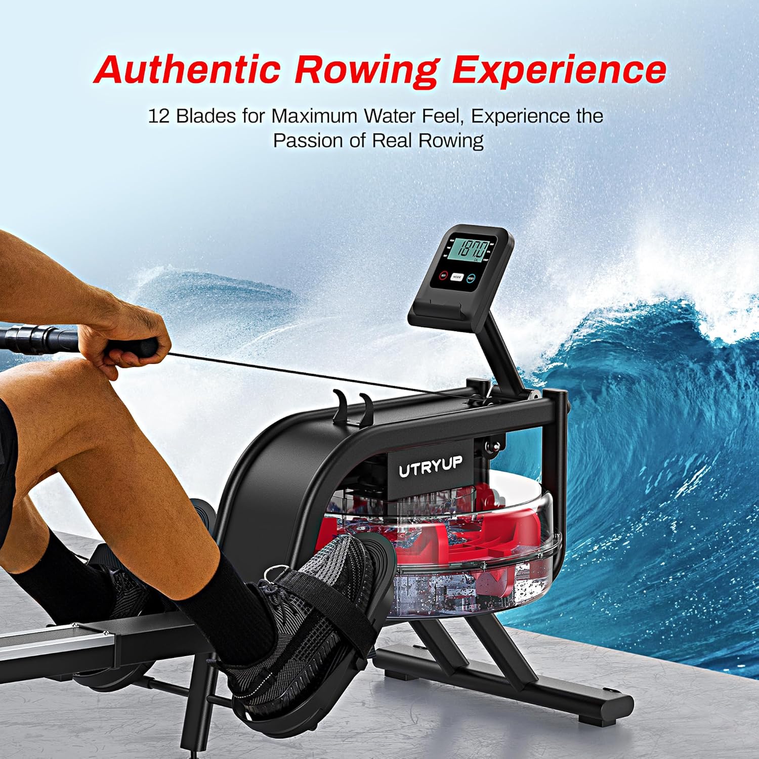 Magnetic Rowing Machines for Home (R05), Water Rowing (R10), 16 Levels of Quiet Resistance Foldable Compact Rowing Machine 350 LB Weight Capacity with Bluetooth, App Supported, Tablet Holder - Image 2
