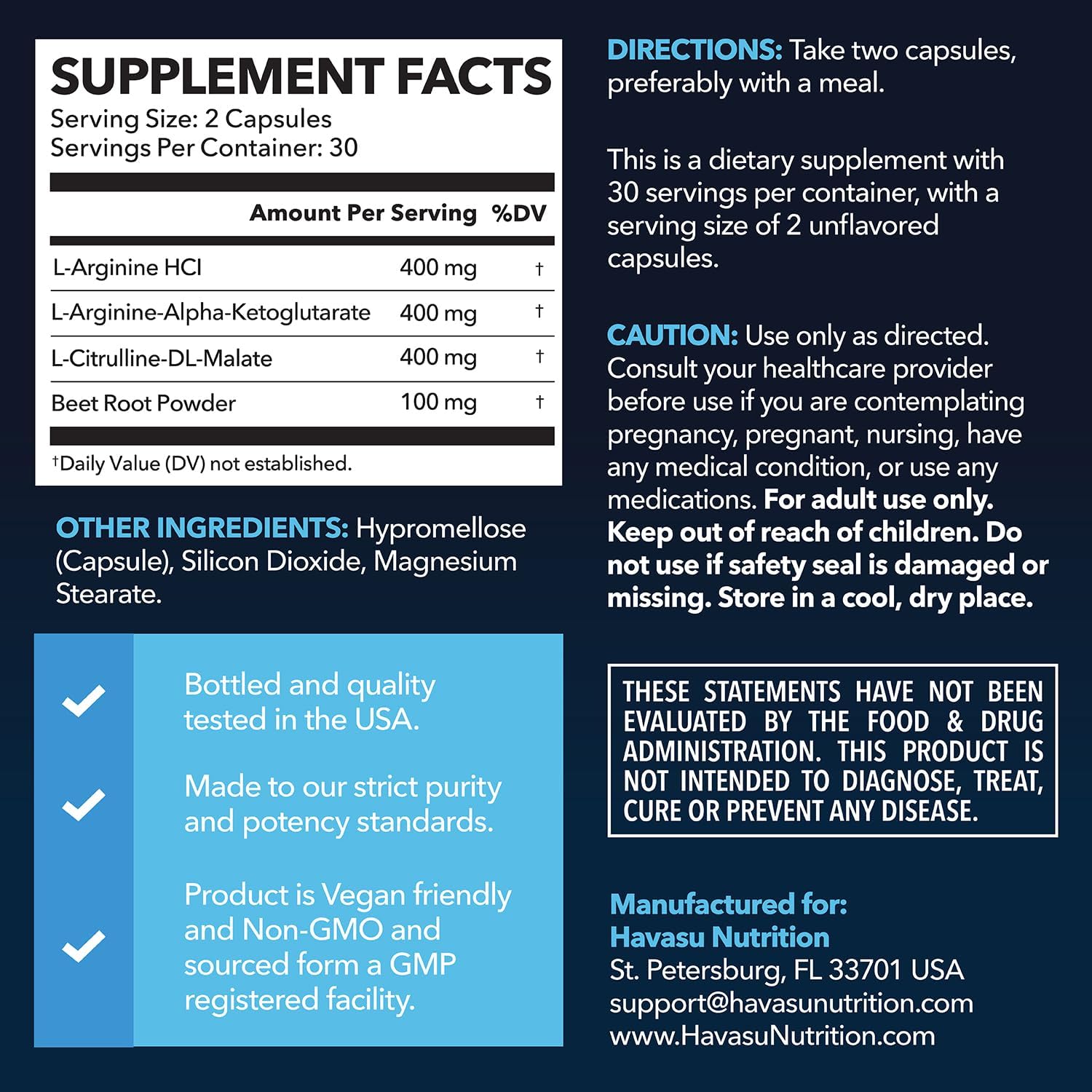 L-Arginine Capsules with L-Citrulline - Nitric Oxide Supplement - L Arginine and L Citrulline Blend - 60 Count - Vegan, Non-GMO Capsules for Performance, Endurance and Muscle Support - 1 Month Supply - Image 2