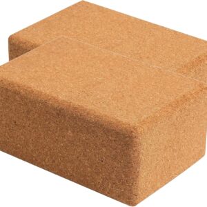 Cork Yoga Blocks 2 Pack Set -Natural Cork from Portugal, 9″x6″x4″ Yoga Blocks Non-Slip&Anti-Tilt for Women| Men, Lightweight, Odor-Resistant| Moisture-Proof, Perfect Yoga Equipment