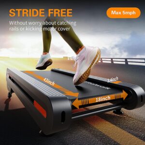 Walking Pad Treadmill with Auto Incline – 18″x43″ Wide Full Deck 6 Levels 12% Incline, Portable Under Desk Treadmill for Home Gym Office, 350lbs Capacity, 3.0HP Quiet, Upright Stand Space-Saving, APP